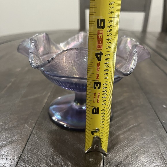 Fenton Amethyst Satin Iridescent Stretch‎ Glass Compote Ruffle Purple Candy Dish - Picture 10 of 10